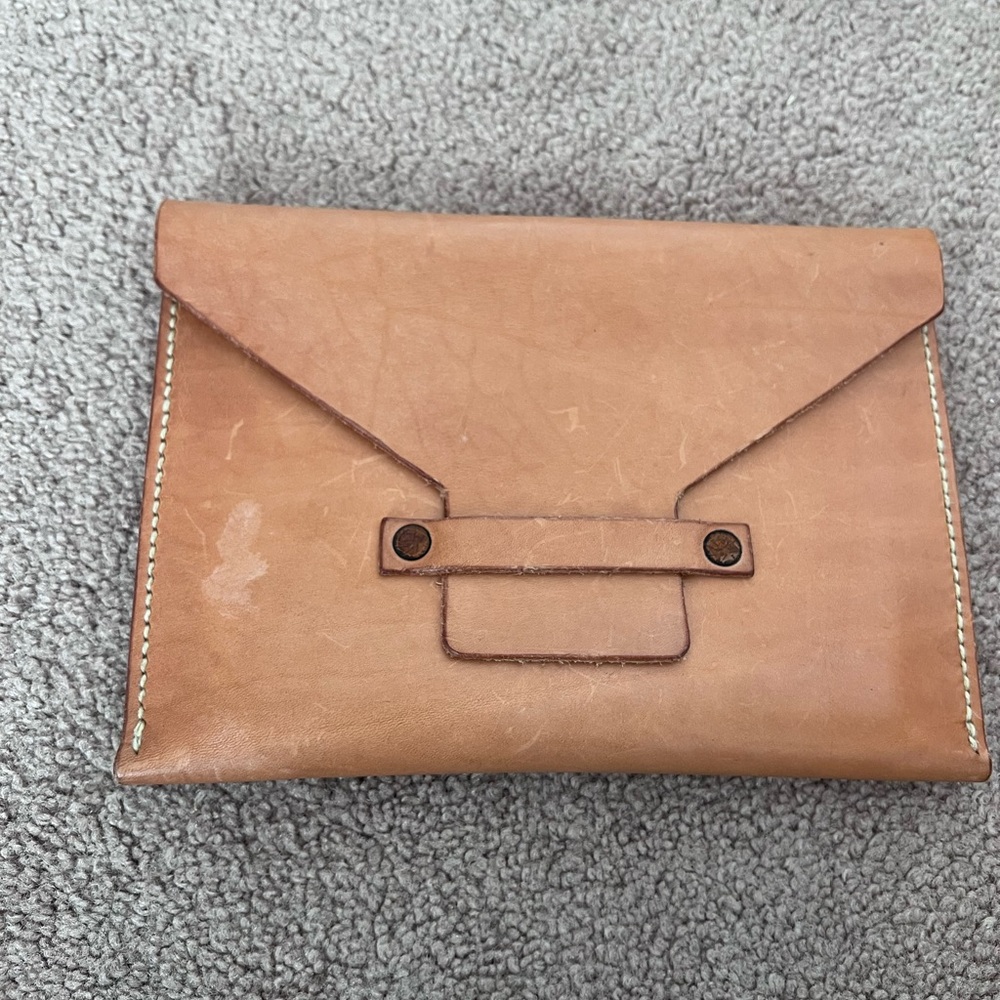 Vintage Tan Leather Clutch